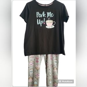Secret Treasures Women's Short Sleeve Pajamas 2 Piece Set Perk Me Up!